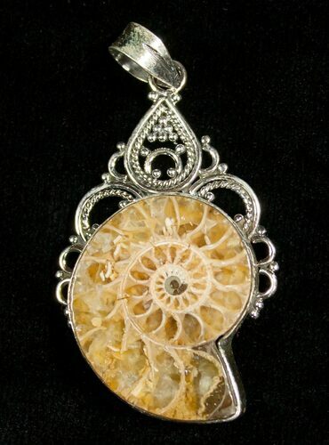 Stylish Ammonite Pendant - Sterling Silver #4534